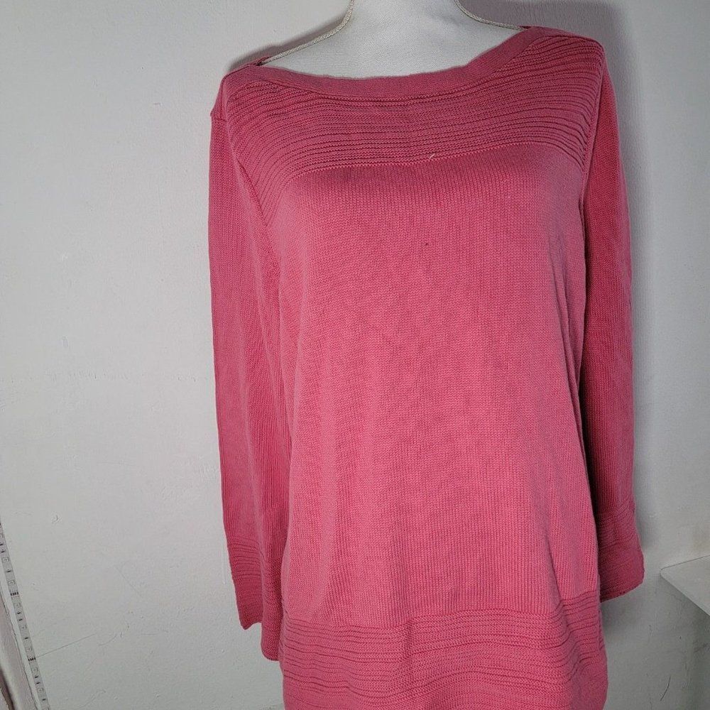 Karen Scott Womens Pink Long Sleeve Round Neck Cotton Pullover Sweater Size XXL